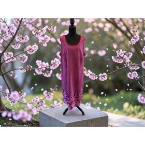 Isaac Mizrahi Live Lace Overlay Dress 1X Raspberry Pink Sleeveless Sheath